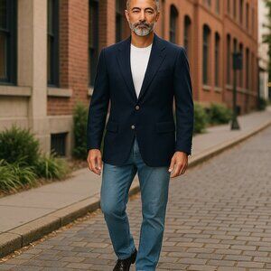 Burberry's Vintage Wool Blazer - Gold Button Suit Jacket - Men's Size 44